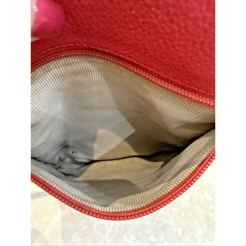 Radley Red Leather shoulder bag crossbody 9x10 outside inside pockets hangtag *